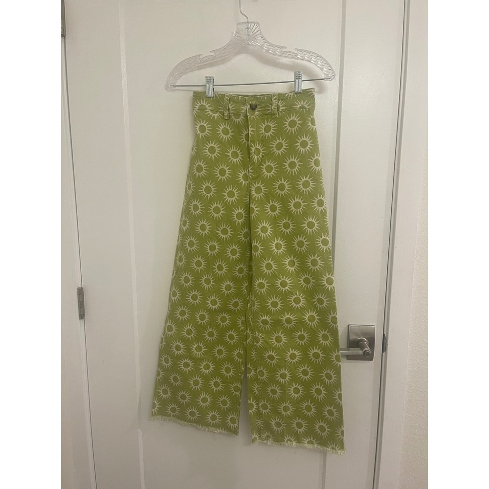 Billabong Green Floral Wide Leg Retro 70s Style Cottagecore Fairycore Whimsey